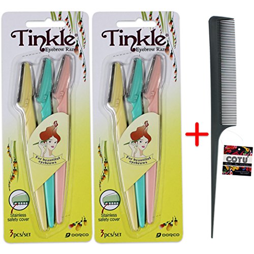 *Authentic Genuine* Tinkle Eyebrow Razor(6 pcs) + COTU (R) Hair Comb (1 pcs)