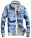 LifeHe Men Denim Jacket With Patches Light Blue 3XL (XL, Light Blue)