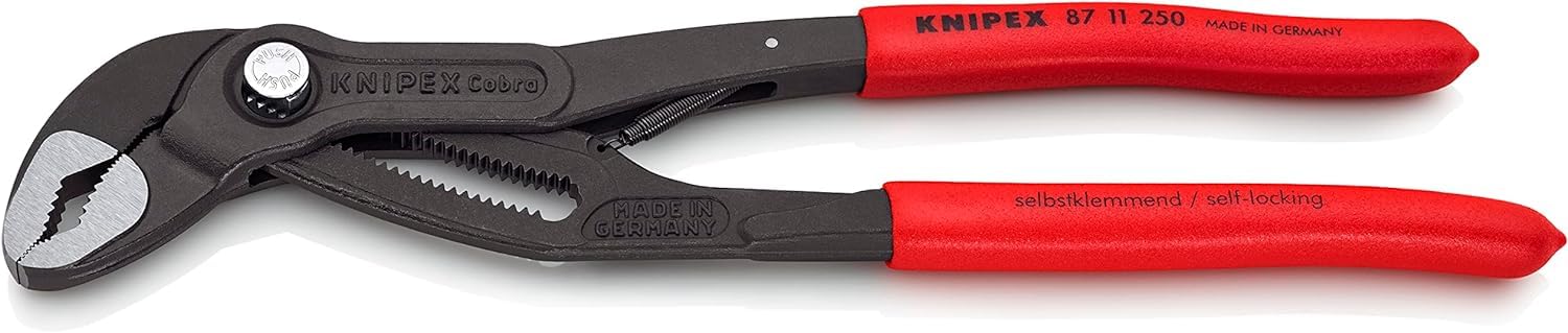 KNIPEX Cobra...matic Water Pump Pliers Self-Service Card with Non-Slip Plastic Coating 250 mm, 87 11 250 SB