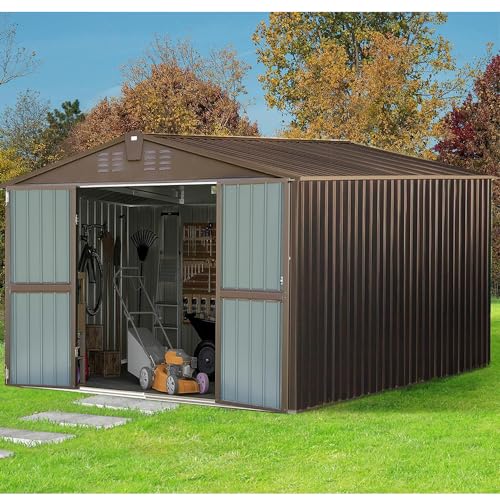 Evedy Large Metal Storage Shed,10x8 FT Outdoor, Waterproof Garden Tool ...