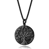 COAI Tree of Life Necklace Black Obsidian Necklace, Stainless Steel Necklace/Nylon Cord