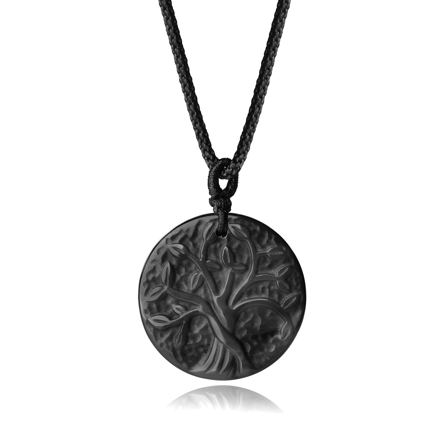 COAI Tree of Life Necklace Black Obsidian Necklace for Men Women, Stainless Steel Necklace
