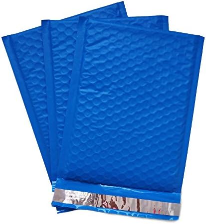 100 Count #000 4 x 8 Inch Oknuu Packaging Supplies Blue Poly Bubble Mailers Self-Sealing Shipping Envelopes Plastic Mailing Bags 4"x7" Inner Size (100 Pack)