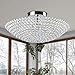 Jojospring Leila 3-Light Chrome Bowl-Shaped Crystal Flush Mount