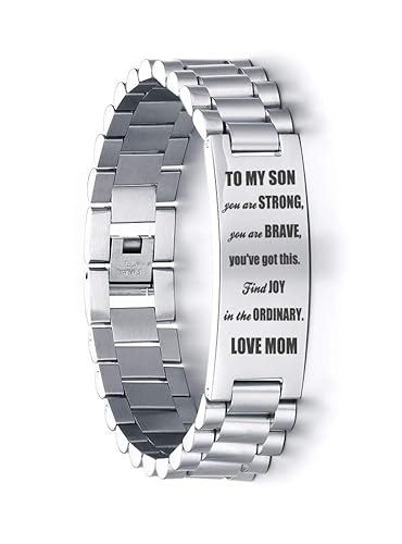 MPRAINBOW Stainless Steel To My Son Bracelet,Inspirational
