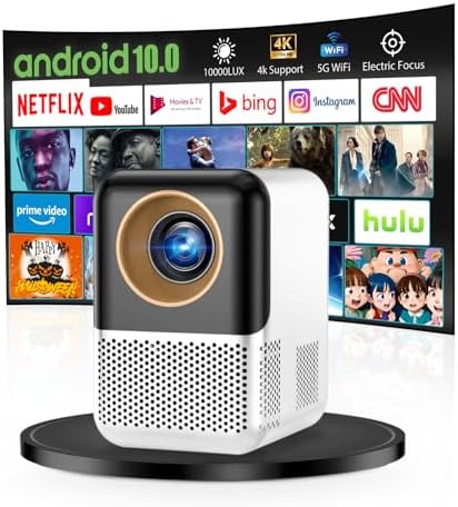 GINCSRI Mini Projector [Android 10.0/Electric focus] with 5G WiFi and ...