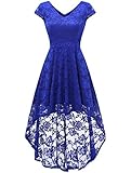 AONOUR Women's Floral Lace Formal Dress Cap Sleeve Hi-Lo Cocktail Party Swing Dress