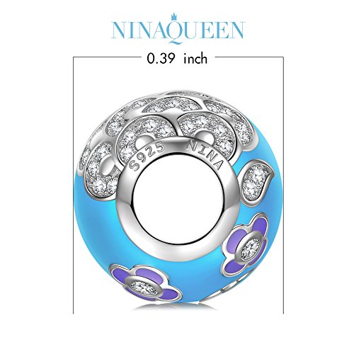 NinaQueen Camellia 925 Sterling Silver Blue and Purple Zirconia Charms