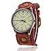 MINILUJIA Vintage Retro Punk Men Wrist Watch Bronze Big Face Dial Wide Genuine Leather Band Cuff Quartz Watches (brown1)