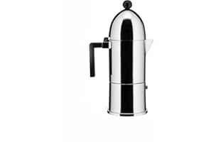Alessi A9095/6 B La Cupola 6-Cup Silver Aluminum Espresso Maker With Black Handle