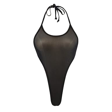 SHERRYLO Transparent Monokini One Piece Swimsuit Mesh Badeanzug Damen Bademode
