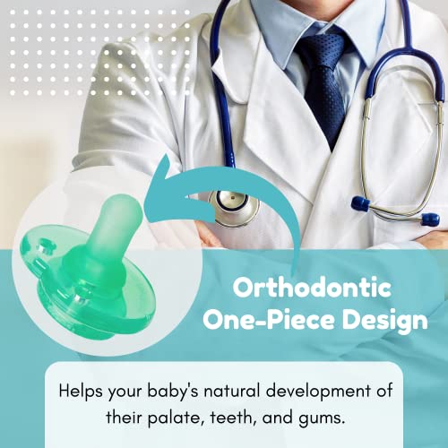 Nookums Pacifier 4 Pack Orthodontic Single Piece Design 100 Medical Grade Silicone BPA