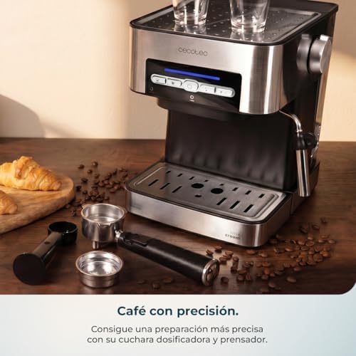 Cafetera Espresso Cafetera Express Power Espresso 20 Matic Elite. 850 W, Presión 20 Bares, Depósito 1,5 Litros, Vaporizador Orientable, Control Digital, Modo Auto, Acero