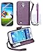 The Friendly Swede Basics - PU Leather Stand Wallet Case Cover for Samsung Galaxy SIV S4 i9500 + Matching Stylus + Screen Protector + Cleaning Cloth (Purple)