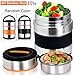 Vacuum Insulated Lunch Box Stainless Steel Food Jar 2 Tiers Food Container Food Carriers Thermal Lunch Container Food Storage Box 1.4L Holding Time 6hr 7x5’’(Random Black or Orange Color)