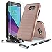 [Samsung Galaxy J3 Eclipse] Case [Bundle][Modern Series][Rose Gold] Hybrid Phone Cover [Dual Layer][Shockproof] with Car Charger, Screen Protector and CaselandUSA 2-in-1 Ball/Stylus Pen (Rose Gold)