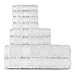 Welhome Basic 100% Cotton Towel (White) - 8 Piece Set - Quick Dry - Absorbent - Soft - 434 GSM - Machine Washable - 2 Bath - 2 Hand - 4 Wash Towels