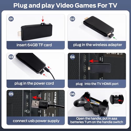 Retro Game Console, Wireless Retro Gaming Console with Built-in 9 Emulators, 25200+Games, 4K HDMI Output, Dual 2.4GHz Wireless Controller, Plug and Play Video Game Console (Black)