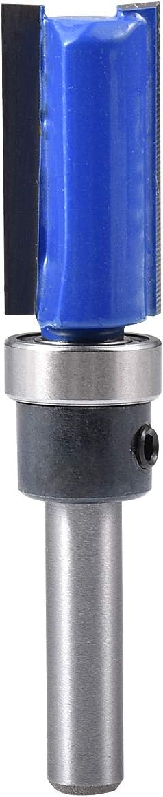 KATUR Woodworking Trimming Cutter Top Bearing Flush Trim Pattern Router Bit Milling Cutter Router Bit 1/4 Inch Shank with Alloy Blade Carbon Steel(1/4" Shank,1/2" Tooth width,25mm Tooth depth)