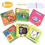 XREXS Nontoxic Fabric Baby Soft Books,Colorful Activity Crinkle Baby Cloth Book for Kids,Friction with a rustling Sound,First Books for Infants Boys and Girls,Toddlers Early Education Toys Quiet Books