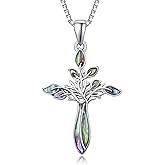 Dreamboat Cross Necklace for Women Sterling Silver Cross Pendant Confirmations Baptisms Religious Christian Valentine Gifts Cross Jewelry for Mom