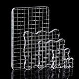 5 Set Acrylic Stamp Blocks with Grid, Clear Stamping Block for Cards Making Scrapbooking DIY Crafts Ornaments, Assorted Sizes