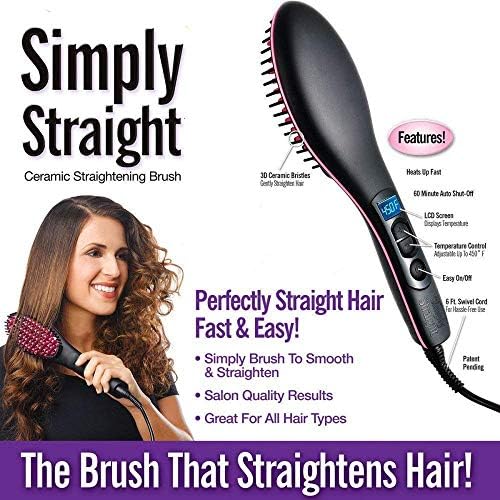 Coinfinitve Hair Brush Straightener, Ceramic Heating Electric straightening Comb, Pink, Working Temperature ranging 356-446โ