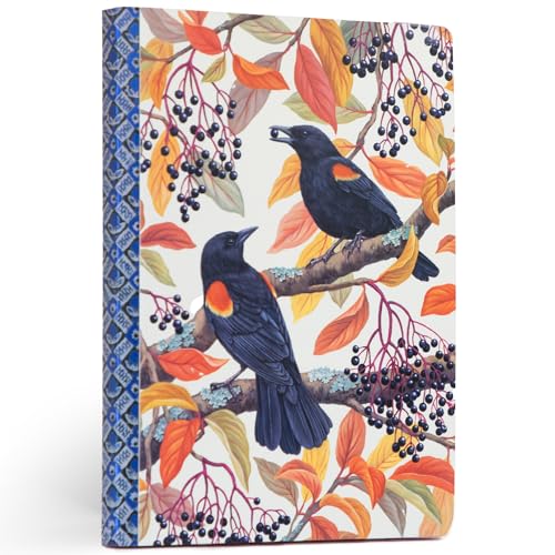 eeBoo Piece & Love: Autumn Blackbirds Gilded Journal - Hardcover Adult Diary Book, Journaling & Sketching, 112 Dotted & Lined Pages, Acid-Free Paper