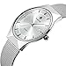 Fashion Mens Watch Mesh Band Japanese Analog Quartz Movt Thin Dial Date Wrist Watches,White