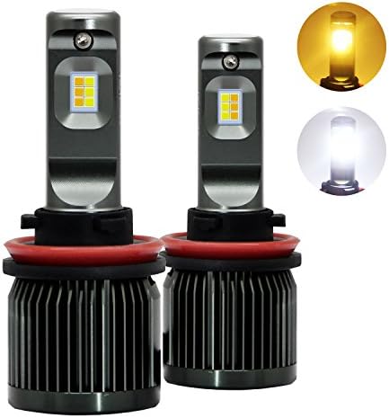 Huizen H11 LED Headlight Bulb Conversion Kit (H8 H9 H16JP Fog Lights/DRL) - White/Yellow(Amber) (6000K/3000K) Dual Color Changing Switchback, Adjustable Beam, Fanless, Low High Beam Replacement
