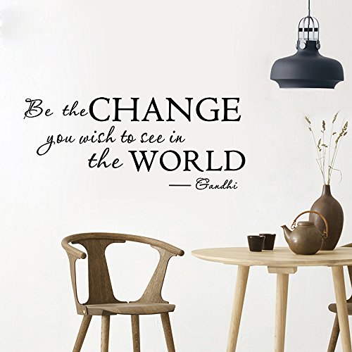 LUCKKYY Inspirational Wall Decals Quotes,Word Wall Sticker Quotes,Motivational Wall Decal,Family Inspirational Wall Art Sticker (Be Change-Black)