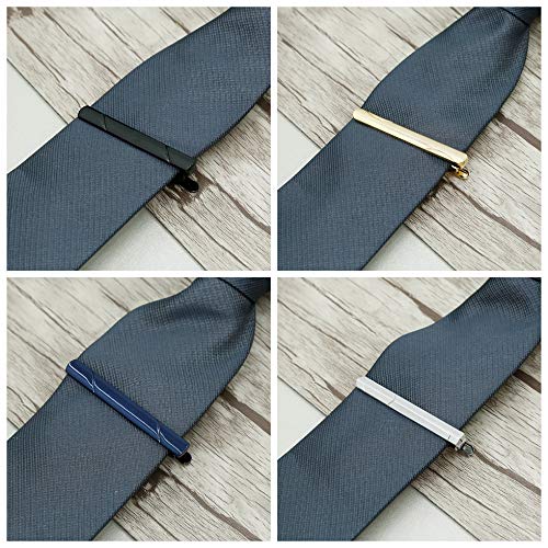 image for Yadoca 8 Pcs Tie Clips Set for Men Tie Bar Clip Black Silver-Tone Gold