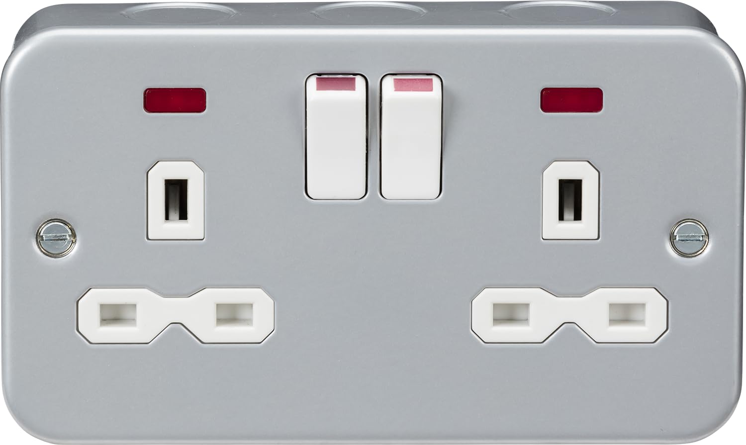 Knightbridge Metal Clad 13A 2G DP Switched Socket with neon