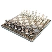 StonKraft Brass Chess Board Game Set with 100% Brass Chess Pieces Chessmen Coins (12 x12 Inch)