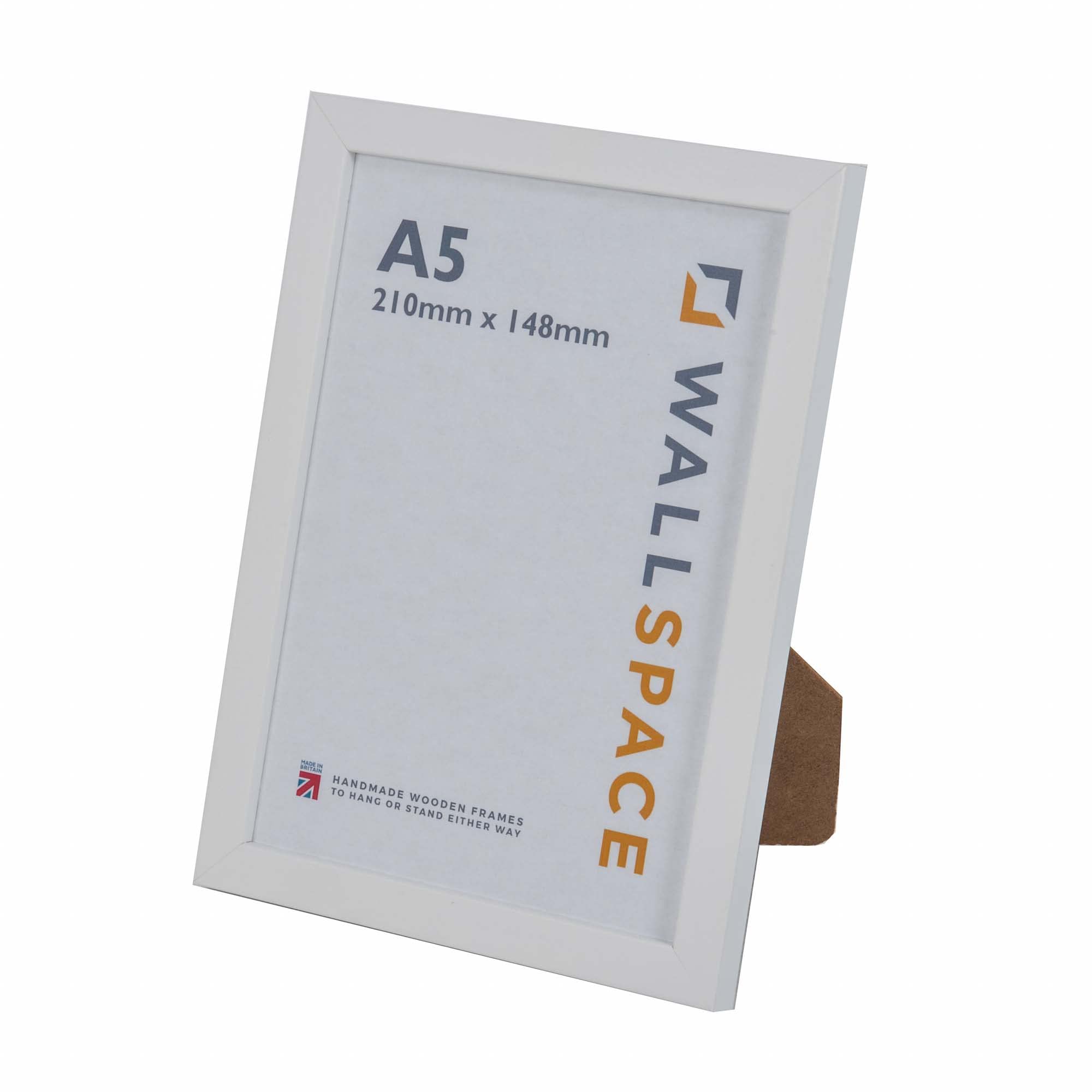 Wall Space A5 Thin White Picture Frame | White A5 Photo Frame | 210x148mm | 210 x 148mm | 21.0x14.8cm | Solid Wood Wooden with Real Glass | Handmade in UK