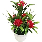 Czhotg Red Artificial Fake Lotus Flower Potted Plant Bonsai Faux Plants Flowers Wedding Home Party Garden Office Decor, Decorations