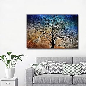 Canvas Wall Art - Black Tree Branches on Abstract Colorful Background - Gallery Wrap Modern Home Art | Ready to Hang - 12x18 inches
