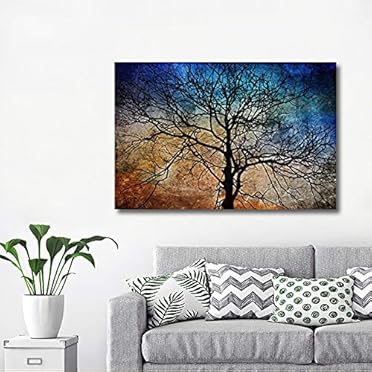 pix Black Tree Branches On Canvas black tree branches on abstract colorful background home art