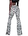 Women Spring Stretch Full Retro Print Bell Bottom Trouser Palazzo Pant for Dance