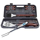 17-pc. BBQ Grill Tool Set With Digital Temperature Fork And Impact Resistent Carrying Case