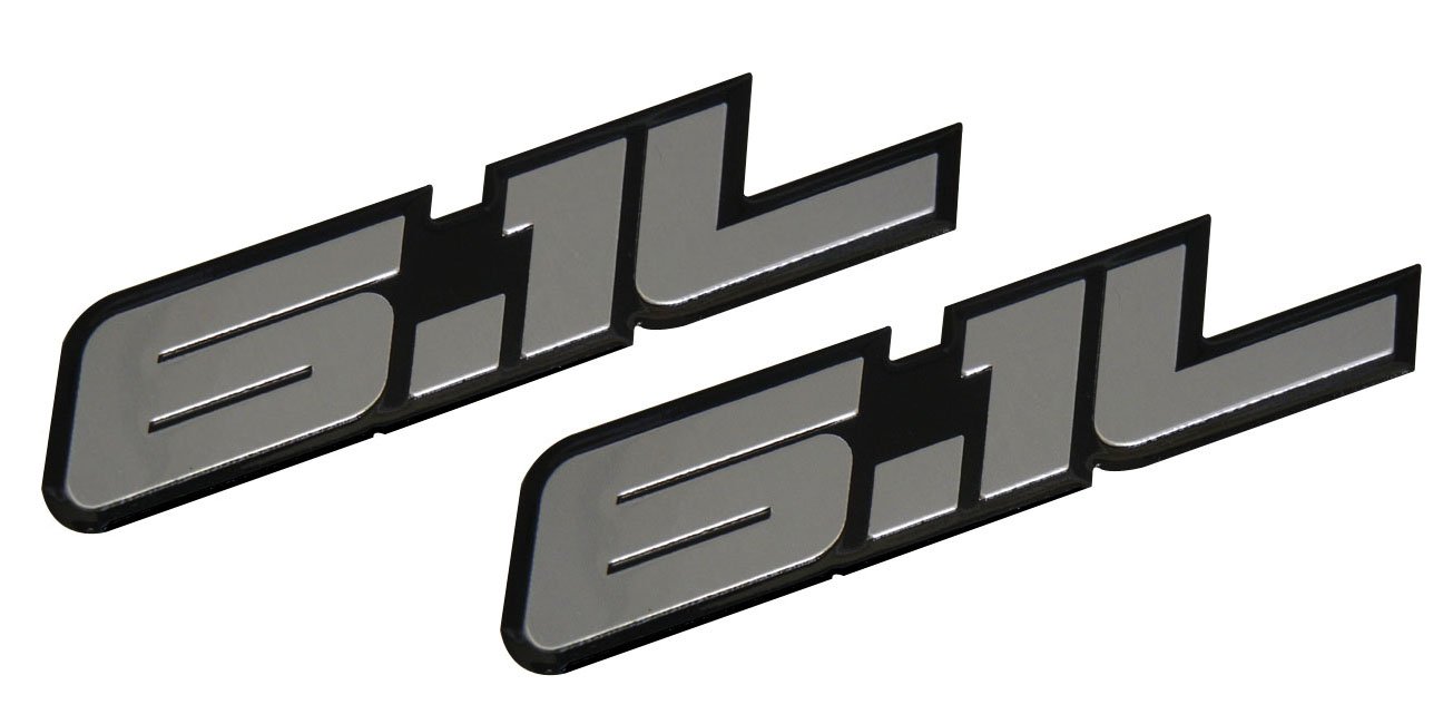 2 x (Pair / Set) 6.1L Liter Silver Hemi Engine Real Aluminum Emblem Badge for Dodge Charger Challenger Magnum Jeep Grand Cherokee Chrysler 300C SRT-8 SRT8 SRT RT