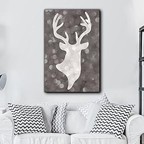 Hip Modern Canvas Stag Head Silhouette on Bokeh Background - Home and Dorm Room Decoration - Canvas Art Home Art - 12x18 inches