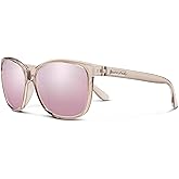 Suncloud Sashay Polarized Sunglasses – 100% UV Protection – Comfortable Fit, Trendy Design – for Men & Women – Transparent Taupe + Polarized Pink Gold Mirror Lenses