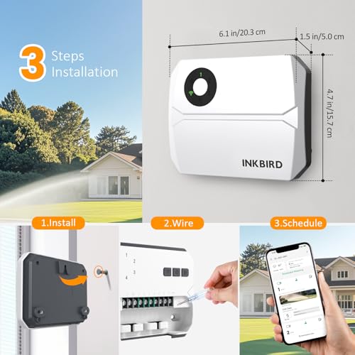 Inkbird IIC-400 4-Zone WiFi Irrigation Control Unit, Automatic WiFi Irrigation Programmer for Garden, APP Control, Integrated Non-Volatile Memory, Seasonal Adjustment, Manual Mode Support