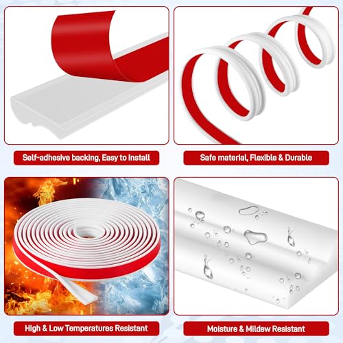 Starvortex 7 m x 2.8 cm Adhesive Wall Moulding, PVC Skirting Board for Interior Doors White Self-Adhesive Soft Skirting Board for Mirrored Walls and Cabinets