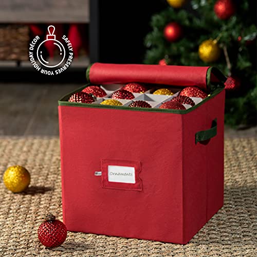 ZOBER Christmas Ornament Storage Box with Dual Zipper Closure Box