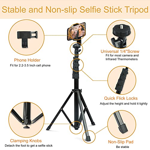 Phone Tripod, 67 Inch Cell Phone and Camera Extendable Tripod Stand, Selfie Stick with Wireless Remote Portable Compatible with 2.2-3.5 Inch iPhone/Phones, Heavy Duty Aluminum, Cupohus