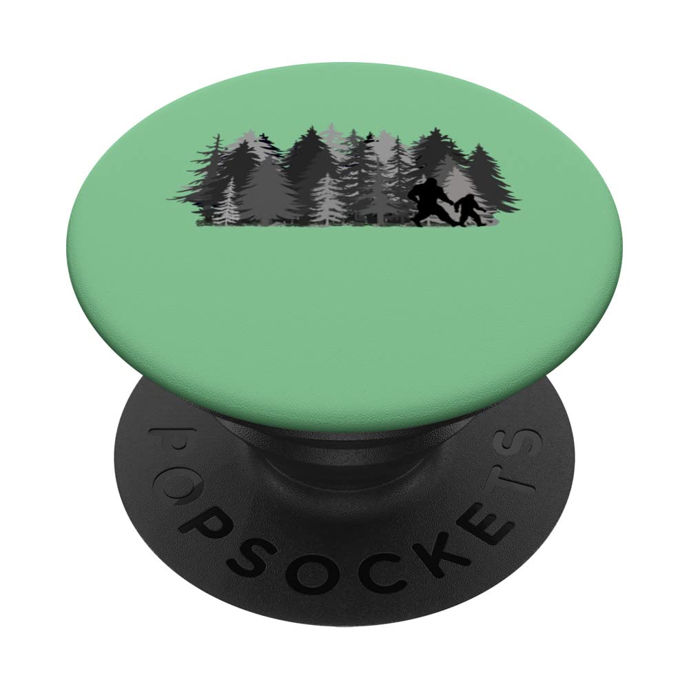 Funny Father and Son Sasquatch Family Bigfoot Dad Joke PopSockets Swappable PopGrip