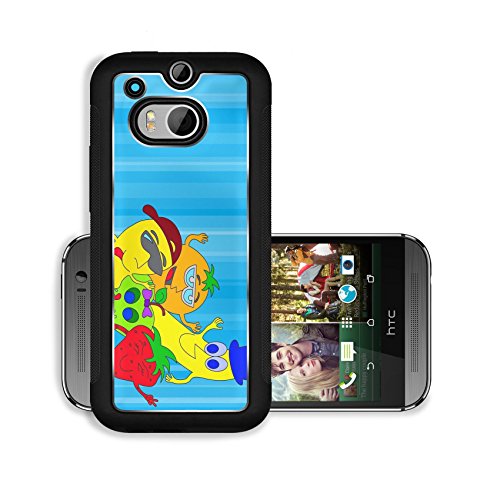 Liili Premium HTC One M8 Aluminum Backplate Bumper Snap Case IMAGE ID: 1092098 Illustration of happy fruit characters