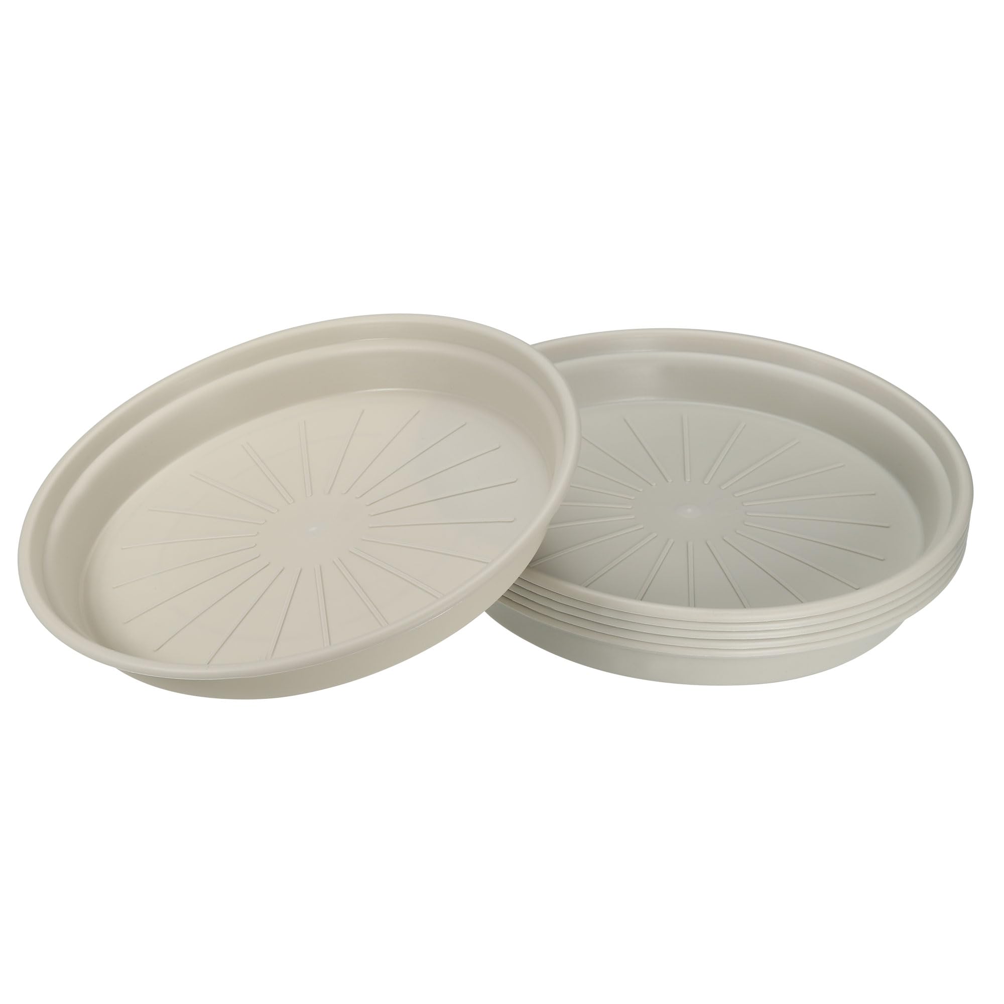 M METERXITY 6 Pack Planter Saucers - Plastic Plant Tray Flowerpot Drip Trays Round Apply to Outdoor/Garden (9 Inch, Light Grey)